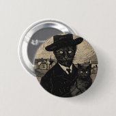 Gothic Kat Vincent Van Gogh Zwart Ronde Button 5,7 Cm (Voorkant /achterkant)