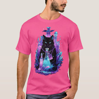 Gothic kawaii kat cadeaus meisjes vrouwen kat t-shirt