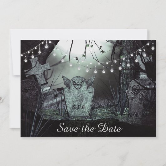 Gothic kerkhof Save the Date trouwkaart Kaart (Voorkant)