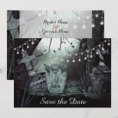 Gothic kerkhof Save the Date trouwkaart Kaart (Voorkant / Achterkant)