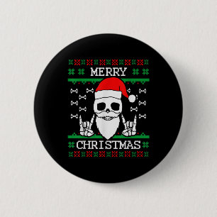 Gothic kerst Ugly Skull Rock met kerstcadeaus Ronde Button 5,7 Cm
