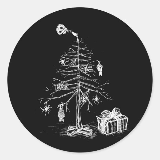 Gothic kerstboom ronde sticker (Voorkant)