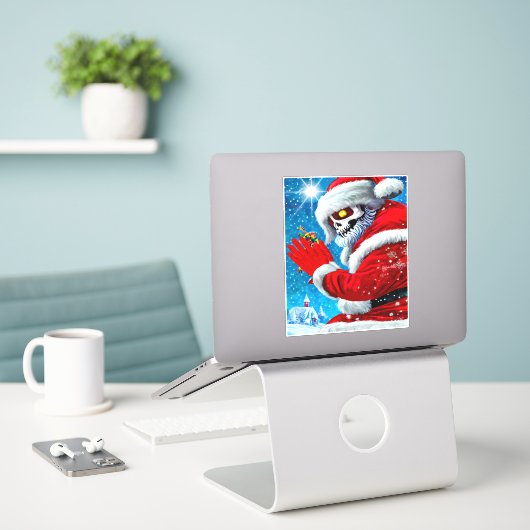 Gothic Kerstkerstkerstkerstkerstman Skeleton Monst Sticker (Laptop op bureau)