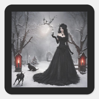 Gothic Kerstmis Vierkante Sticker