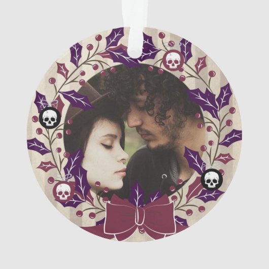 Gothic Kerstmis Wreatfoto Ornament (achterkant)