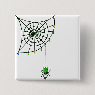 Gothic kerstspin vierkante button 5,1 cm