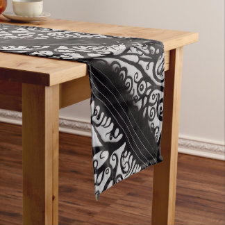 Gothic-kersttafelrunner - zwart-wit korte tafelloper