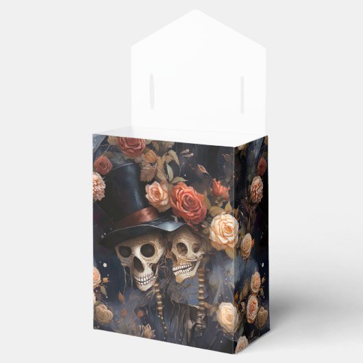 Gothic kissing schedels romantisch skelet bruiloft bedankdoosjes (Geopend)