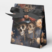 Gothic kissing schedels romantisch skelet bruiloft bedankdoosjes (Voorkant Zijde)