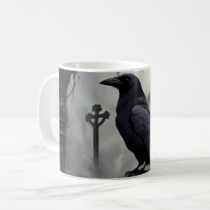 Gothic Koffiemokken met Raven in Graveyard Koffiemok