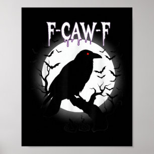 Gothic Kraai F-caw-f Maan Halloween T-shirt Poster