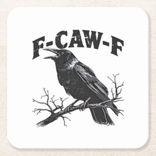 Gothic Kraai Humor F-Caw-F Grappig Essential Vierkante Kartonnen Onderzetter