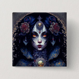 Gothic Lady Gothic Fantasy Art Vierkante Button 5,1 Cm