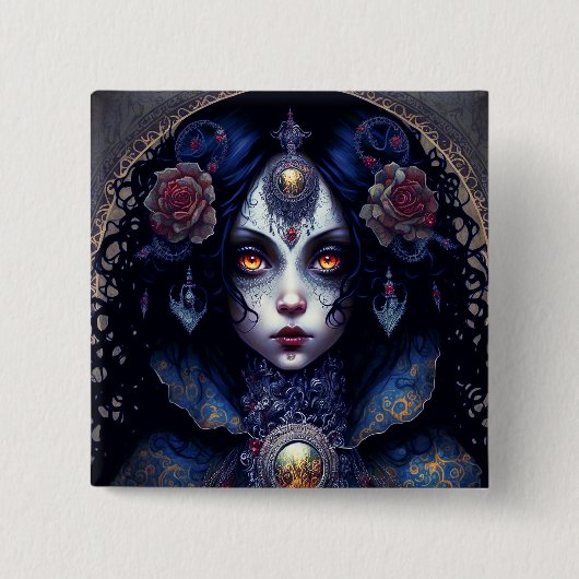 Gothic Lady Gothic Fantasy Art Vierkante Button 5,1 Cm (Voorkant)