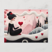 Gothic Lady Hearts Valentijn Briefkaart (Voorkant)