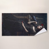 Gothic Lady met zwarte vogel Badhanddoek (Badhanddoek)