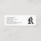 Gothic Letter "K" Classic English Initiaal Mini Visitekaartje (Achterkant)