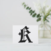 Gothic Letter "K" Classic English Initiaal Visitekaartje (Staand voorkant)
