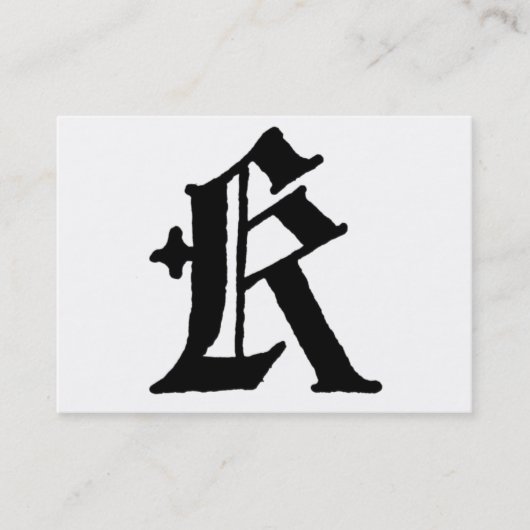 Gothic Letter "K" Classic English Initiaal Visitekaartje (Voorkant)