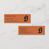 Gothic Letter "O" Classic English Initiaal Mini Visitekaartje (Voorkant / Achterkant)