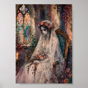 Gothic Lijkbruid Gebrandschilderd Glas Whimsigoth Poster