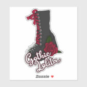 Gothic Lolita Boot Red Rose Slogan Vinyl Sticker (Vel)