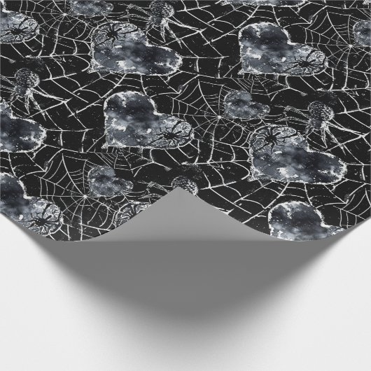 Gothic Love Spooky Spookweb met harten Cadeaupapier (Hoek)