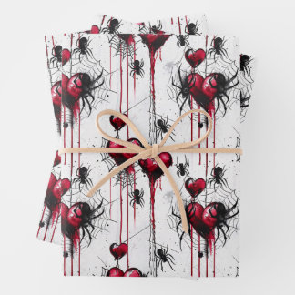 Gothic Love Spooky Spookweb met harten Inpakpapier Vel