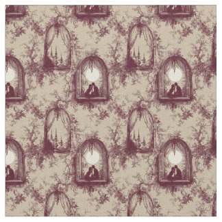 Gothic Love Valentine Burgundy Toile De Jouy  Stof
