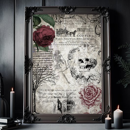 Gothic Macabre Victoriaans Skull & Death Ephemera Tissuepapier