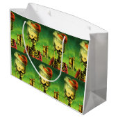 Gothic Mask Skeleton Large Gift Bag Large Cadeautasje (Achterkant Gekanteld)