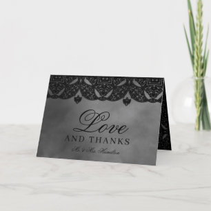 Gothic Medieval Black Moody Gray Wedding Bedankkaart