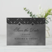 Gothic Medieval Elegant Black Lace Wedding Save The Date (Staand voorkant)