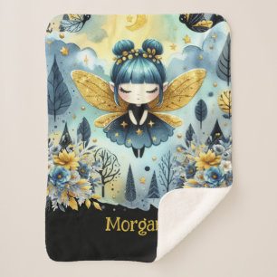 Gothic Meisje Aangepaste Decor Goth Kawaii Chibi Sherpa Deken