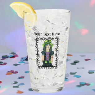 Gothic Meisje Groene Ogen Pet Tattoo Barbed Stick Glas