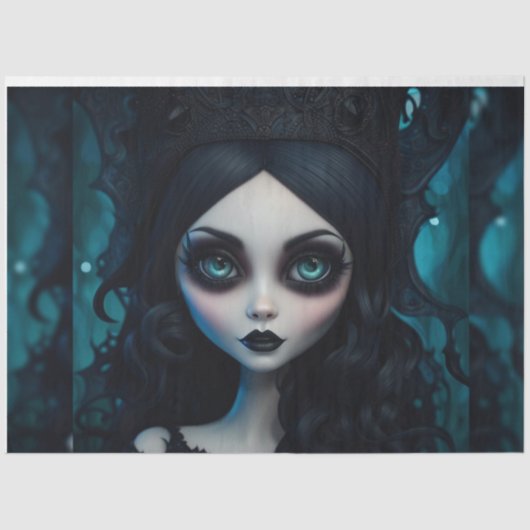 Gothic Meisje Grote Ogen Decoupage Papier (Voorkant)