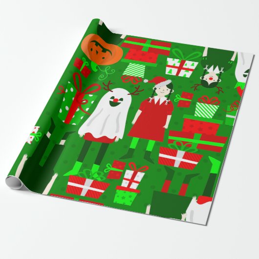 gothic meisje Halloween kerstspook Cadeaupapier (Uitgerold)