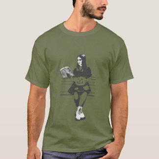 Gothic meisje met een eng kwaadaardig pompoen kop t-shirt