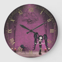 Gothic-meisje met spinmuur-klok