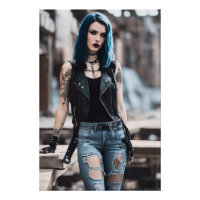 Gothic Meisje poseren met spoorweg tracks