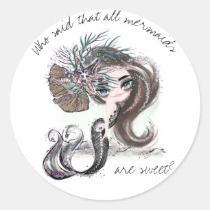 Gothic Mermaid Niet alle zeemachtigen zijn gezoe Ronde Sticker