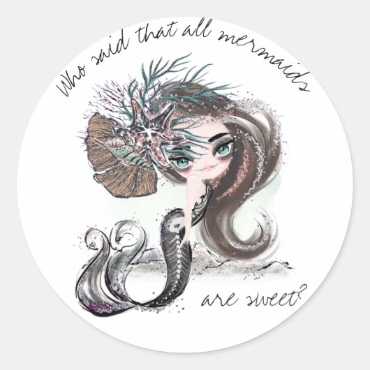 Gothic Mermaid | Niet alle zeemachtigen zijn gezoe Ronde Sticker (Voorkant)