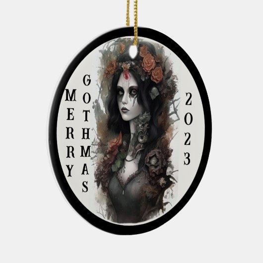 Gothic Merry Gothmas 2023 Keramisch Ornament (Rechts)