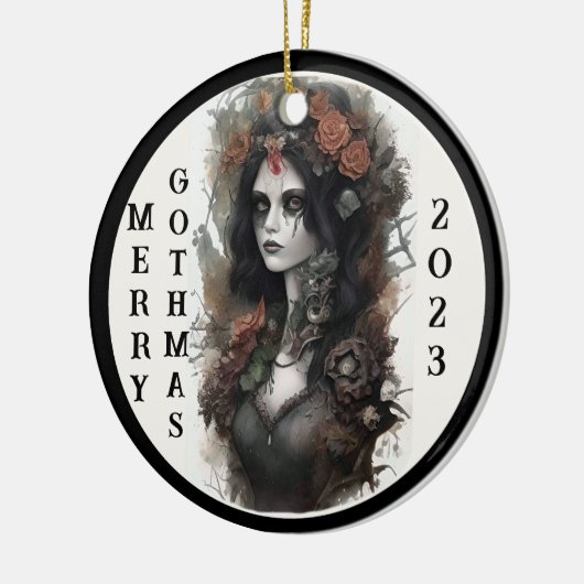 Gothic Merry Gothmas 2023 Keramisch Ornament (Links)