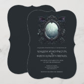 Gothic Mirror Monogram Wedding Invitation (Devant / Derrière)