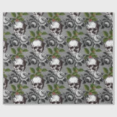 Gothic Mistletoe, Rozen en skull Kerstmis Cadeaupapier (Vlak)