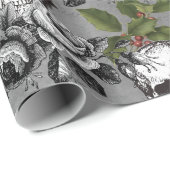 Gothic Mistletoe, Rozen en skull Kerstmis Cadeaupapier (Rol Hoek)
