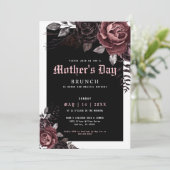 Gothic Moederdag Brunch Party Burgundy Flowers Kaart (Staand voorkant)