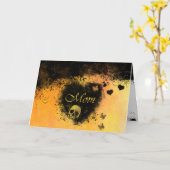 Gothic Moederdag harten, schedel, vlinders Kaart (Gele Bloem)