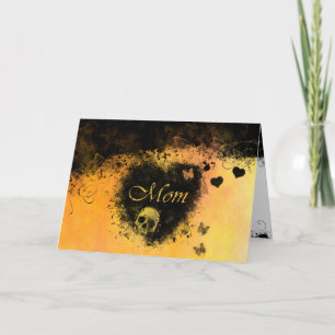 Gothic Moederdag harten, schedel, vlinders Kaart